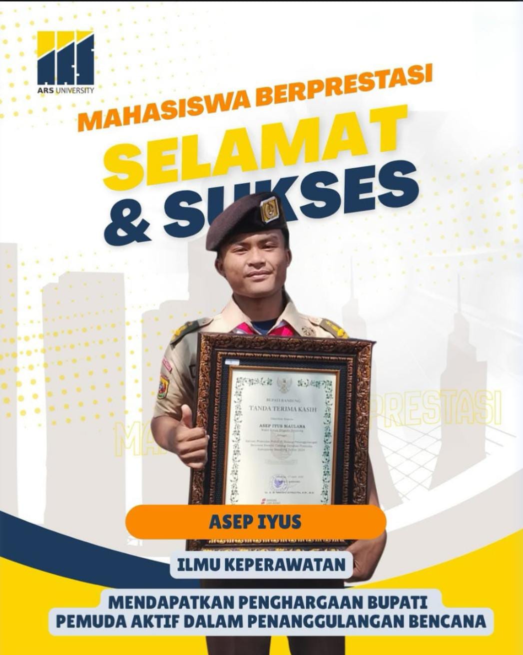 Mahasiswa Ilmu Keperawatan ARS University Raih Penghargaan Bupati atas Peran Aktif dalam Penanggulangan Bencana